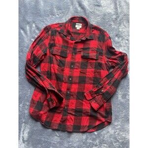 Old Navy Shirt Mens Size M Red Plaid Long Sleeve Flannel Button Up Regular